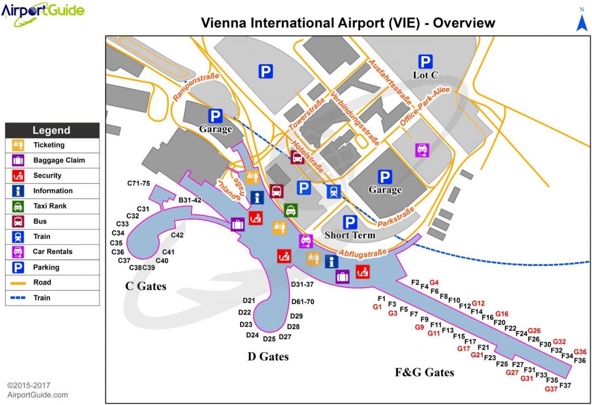 Peta Vienna terbang destinasi