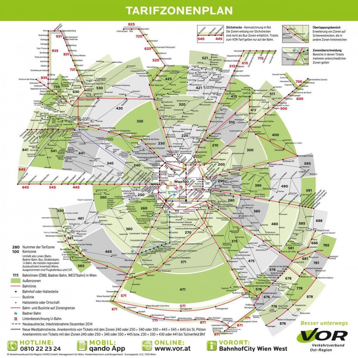 Peta Vienna pengangkutan zon