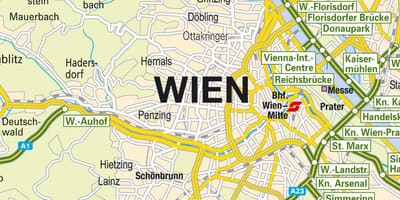Peta yang menunjukkan Vienna